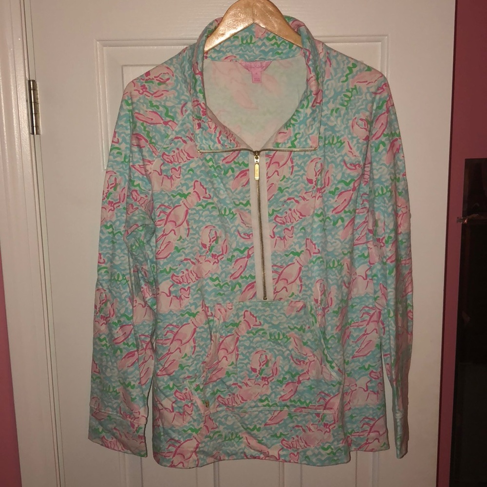 Lilly Pulitzer Quarter Zip in Lobster Print